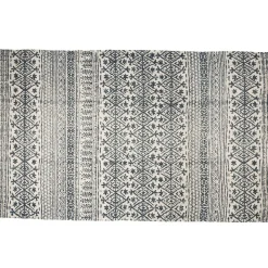 Tapis imprimé design géométrique blanc et bleu