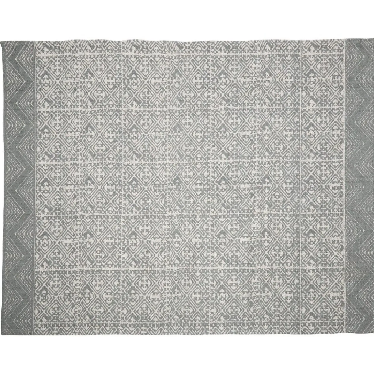 Tapis imprimé design géométrique blanc et gris