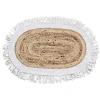 Tapis jute à franges blanc naturel