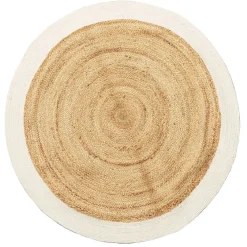 Tapis jute et coton Ø120cm blanc