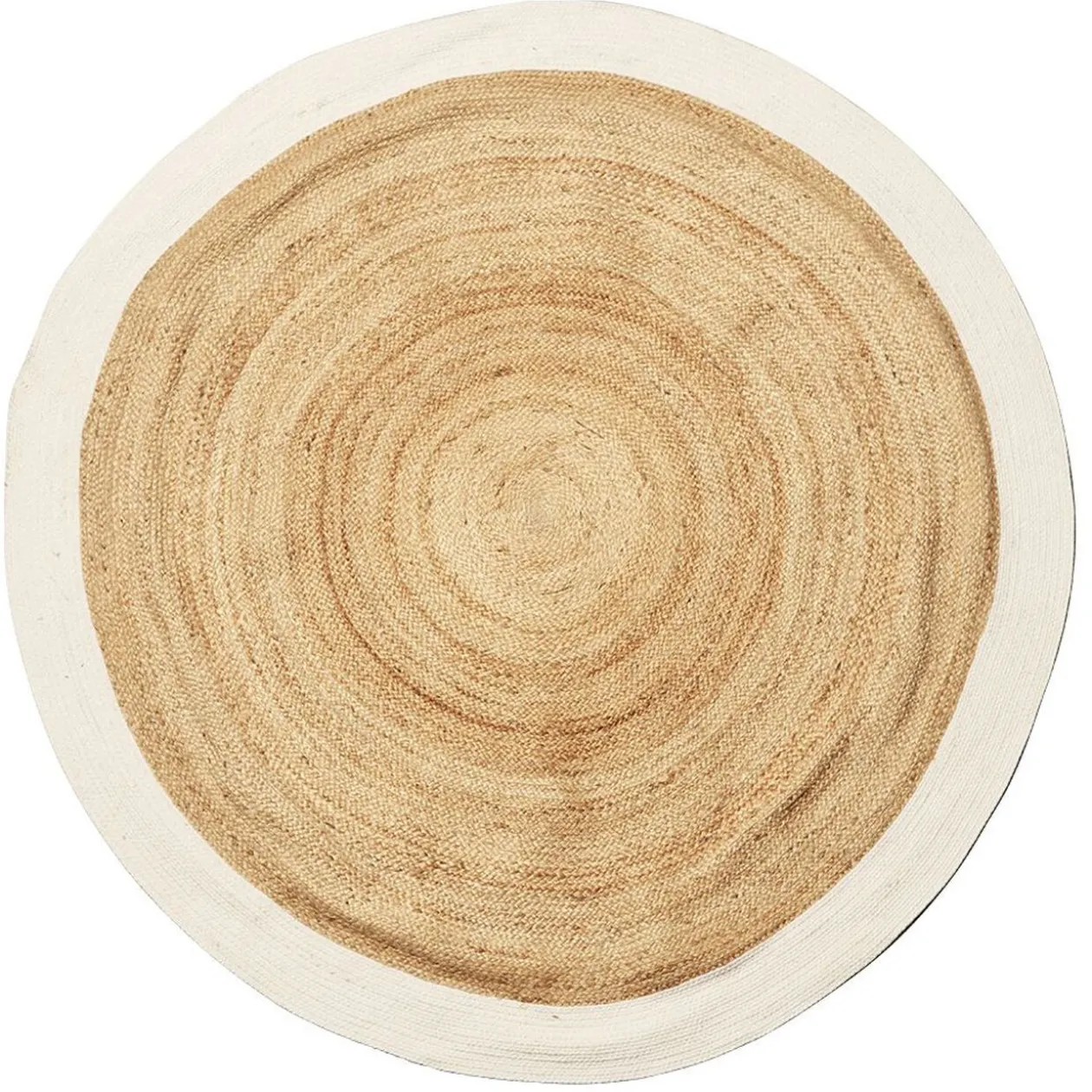 Tapis jute et coton Ø180cm blanc