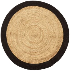 Tapis jute et coton Ø120cm noir