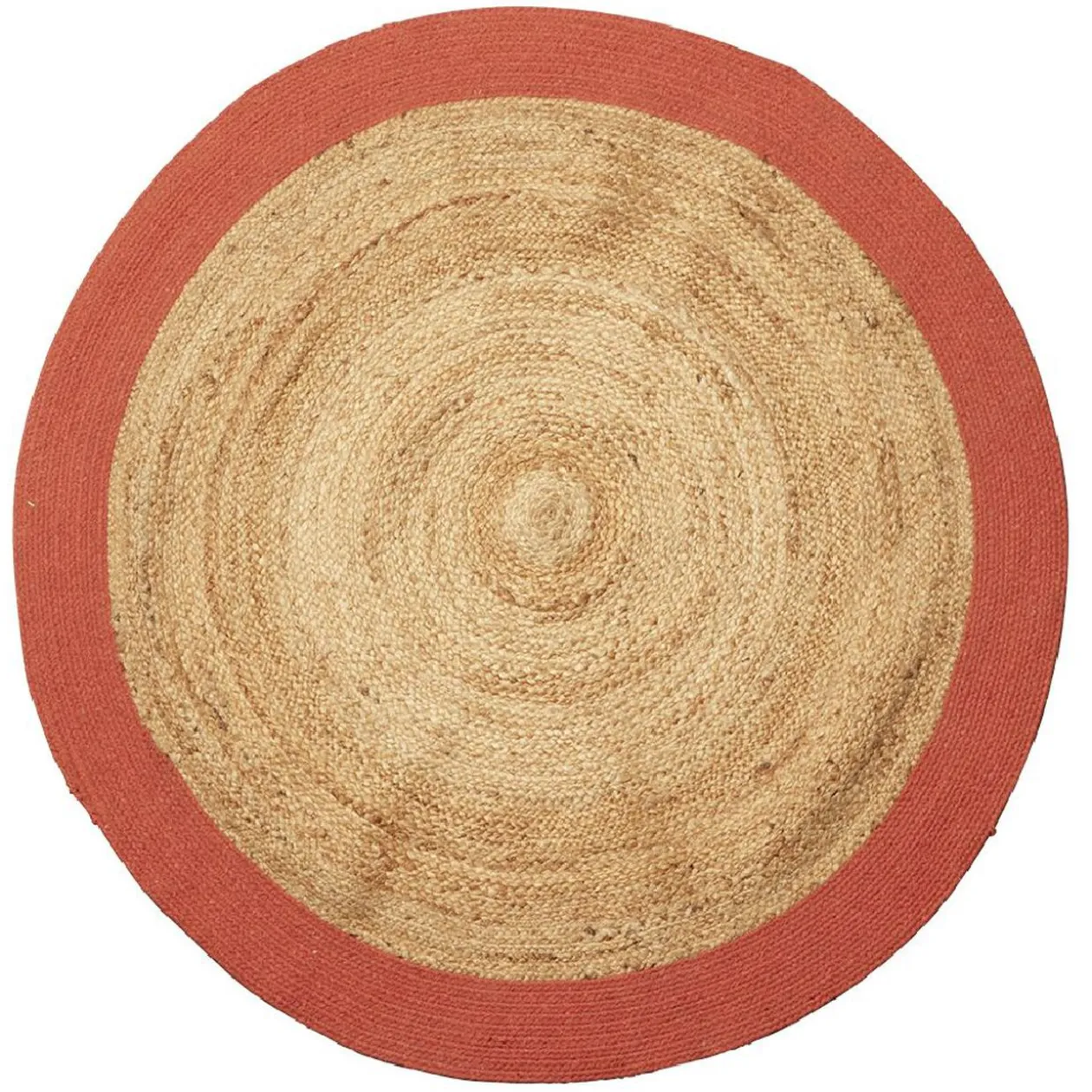 Tapis jute et coton Ø120cm terracotta