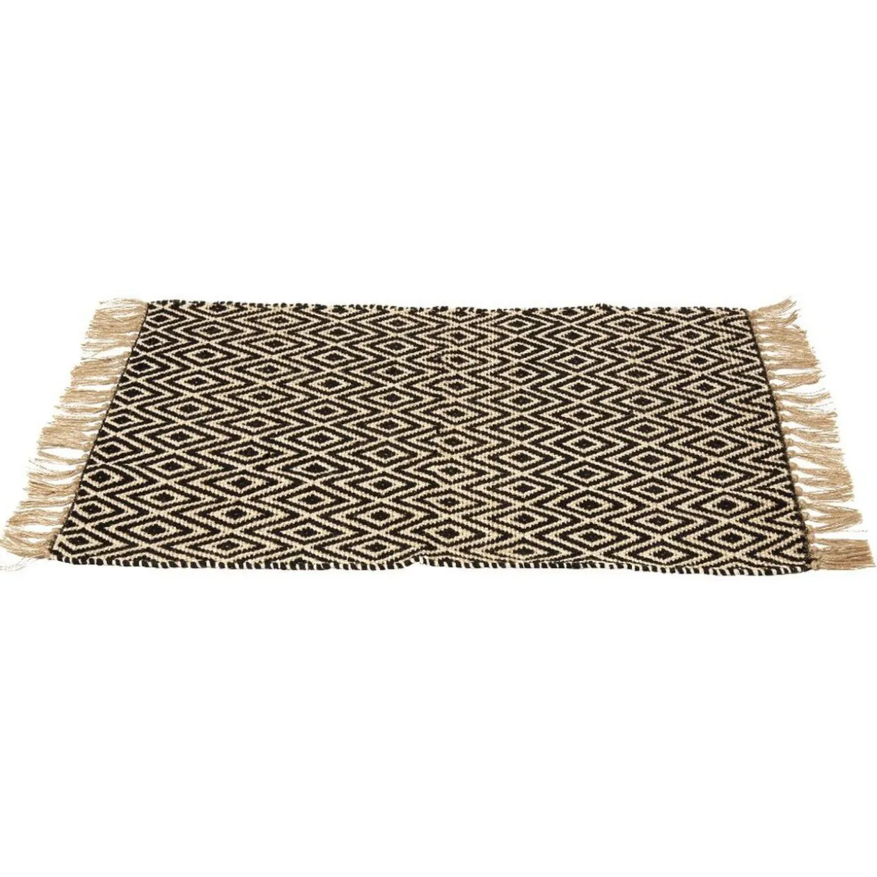Tapis jute et coton 60x90 cm beige et noir