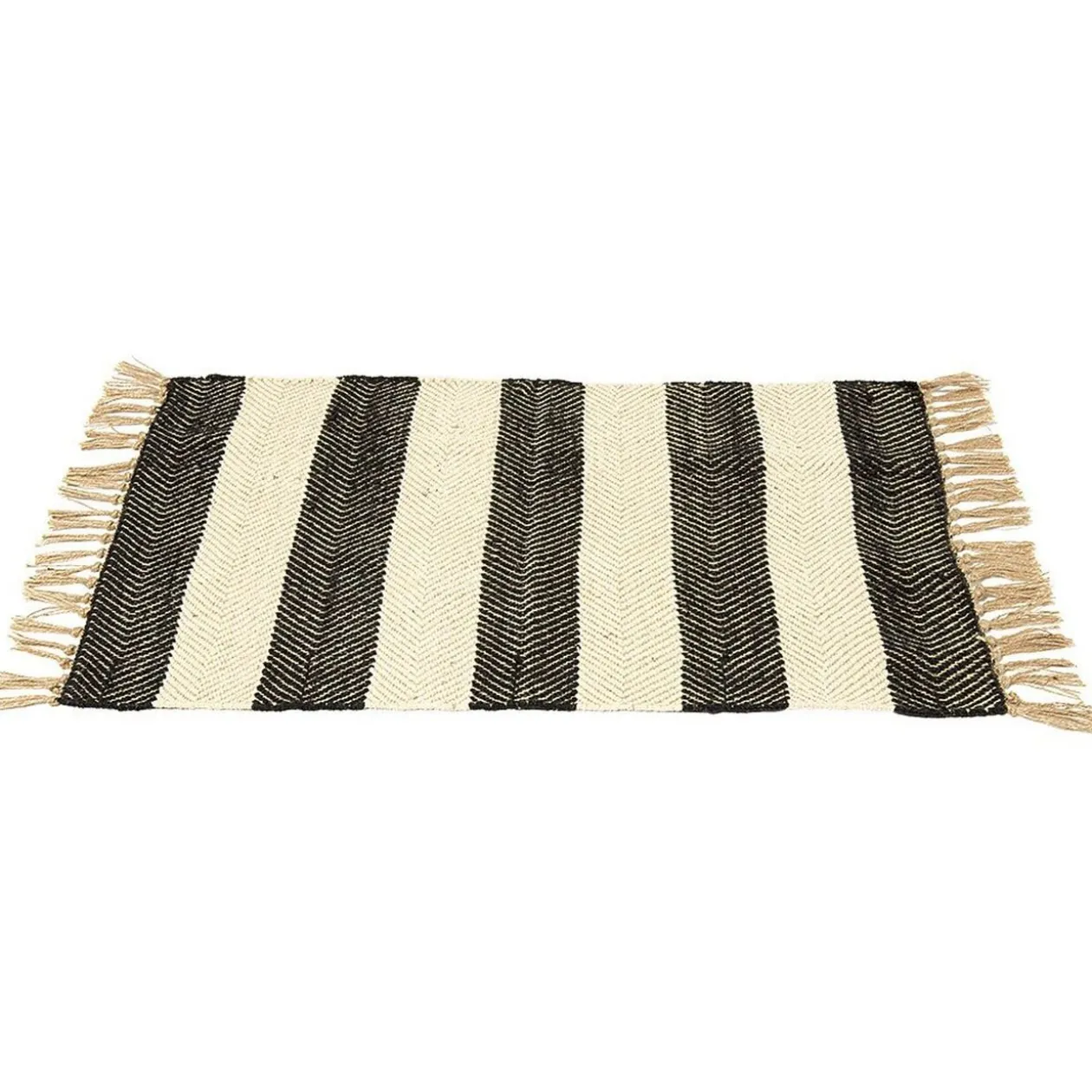 Tapis jute et coton 60x90 cm beige et noir