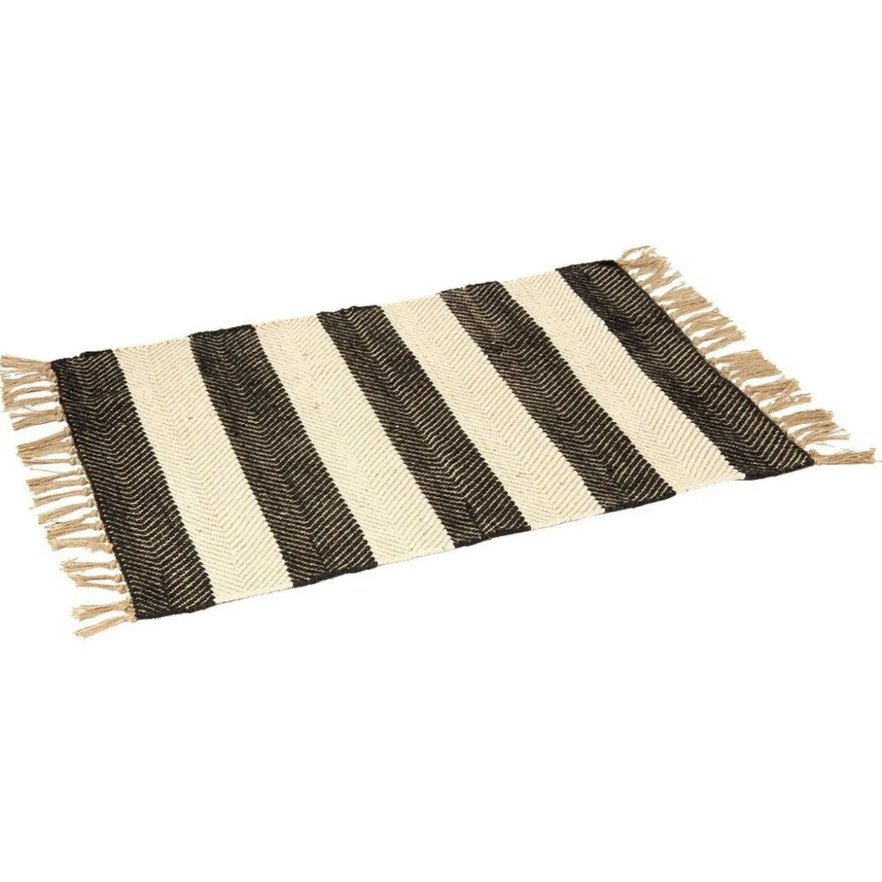 Tapis jute et coton 60x90 cm beige et noir