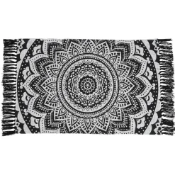 Tapis mandala ethnique noir et blanc