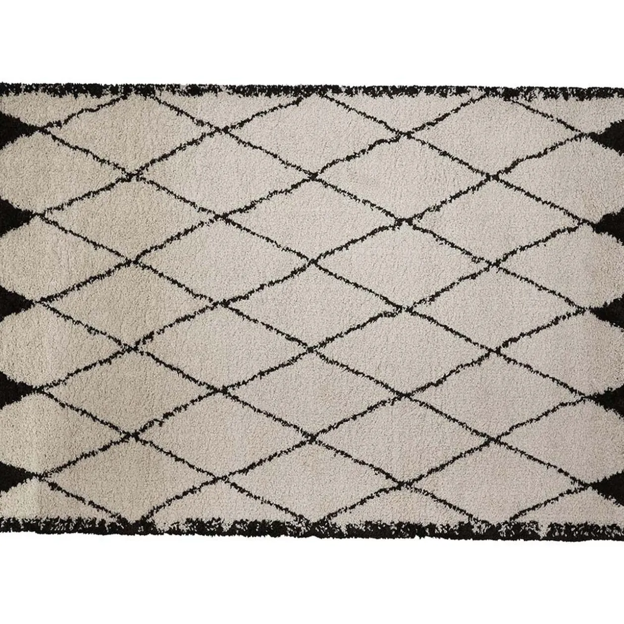 Tapis poils longs teufté écru et chocolat Phil