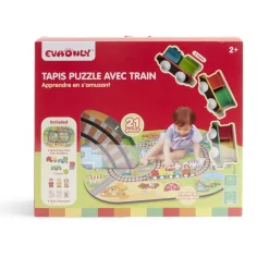 Tapis puzzle pour enfant avec ses trains 21 pièces