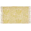 Tapis rectangulaire à franges jute imprimé ethnique jaune