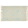 Tapis rectangulaire à franges jute imprimé ethnique bleu