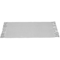 Tapis rectangulaire à franges en coton uni 60x90 cm