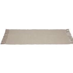 Tapis rectangulaire à franges en coton uni 70x140 cm