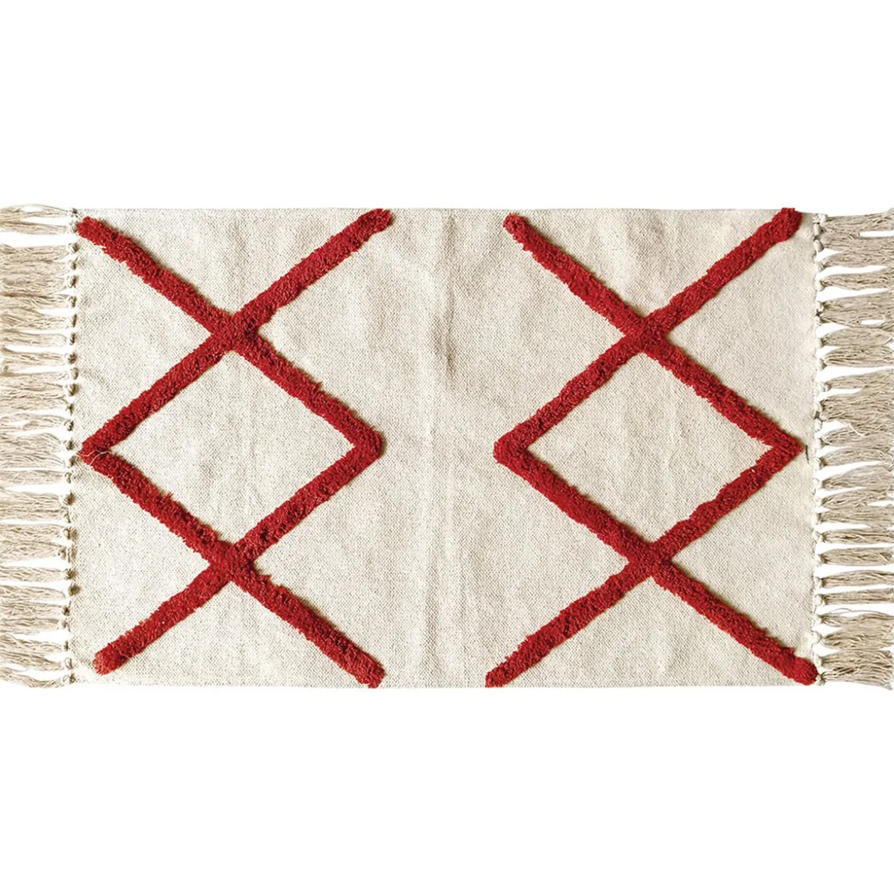 Tapis rectangulaire beige tufté terracotta 50x80cm