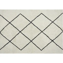 Tapis rectangulaire beige ligne géométrique noir 120x170cm