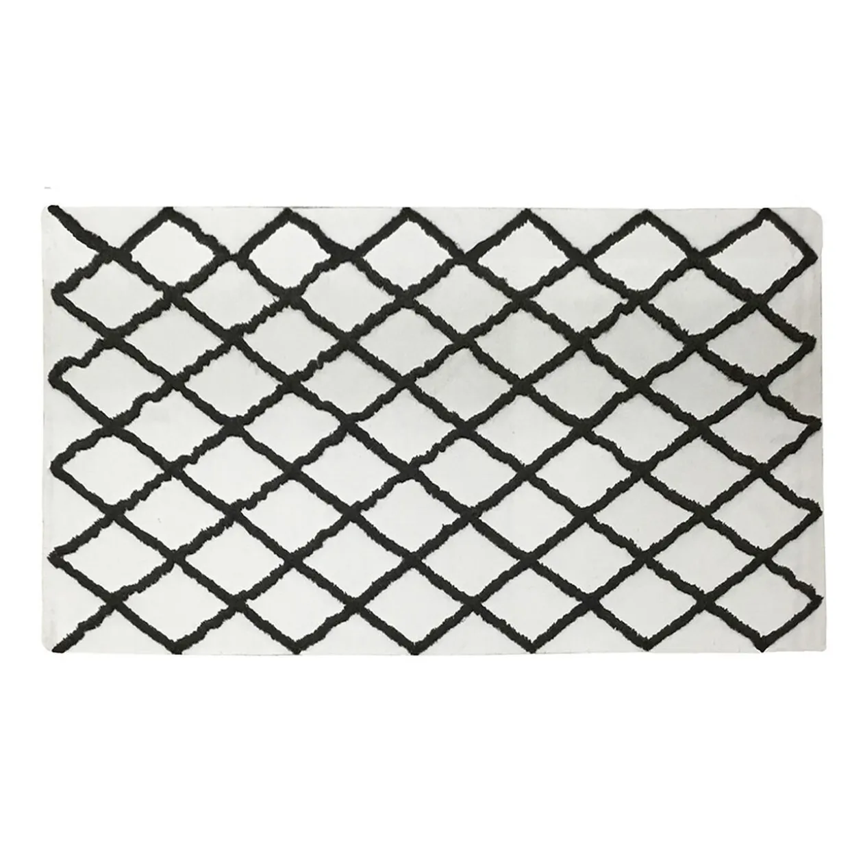 Tapis rectangulaire coton tufté blanc noir 120x170 cm