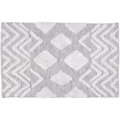 Tapis rectangulaire coton tufté gris 90x60 cm