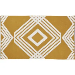 Tapis rectangulaire coton tufté jaune et blanc 100x150 cm