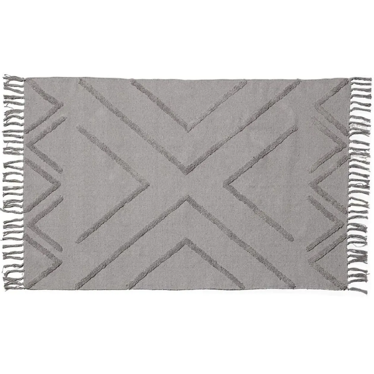 Tapis rectangulaire coton tufté gris 100x150 cm