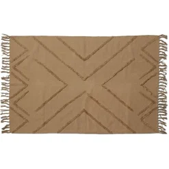 Tapis rectangulaire coton tufté Beige 100x150 cm