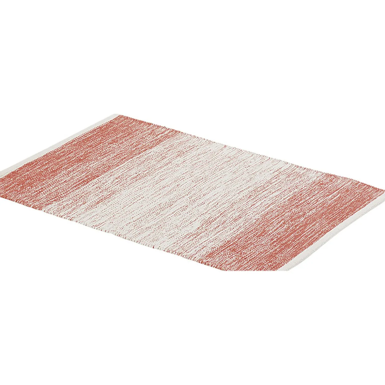 Tapis rectangulaire dégradé rayure blanche et rouge teck