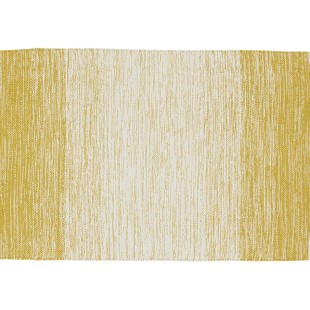 Tapis rectangulaire dégradé rayure blanche et jaune moutarde