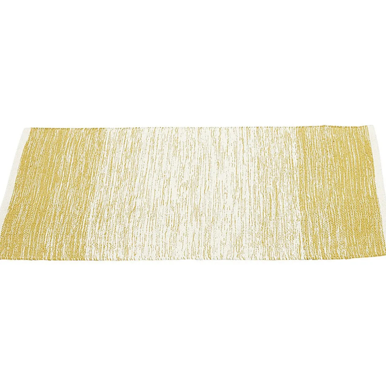 Tapis rectangulaire dégradé rayure blanche et jaune moutarde