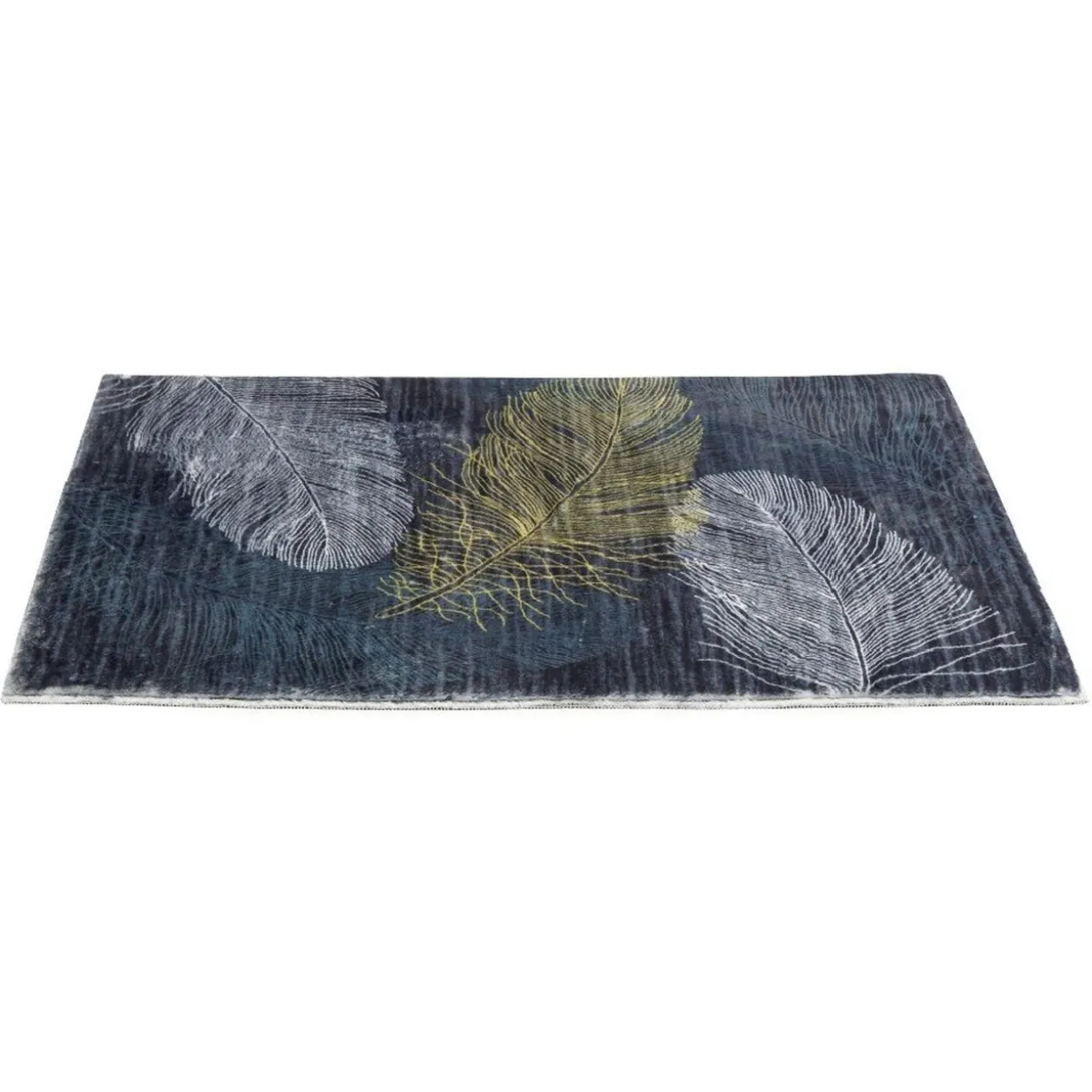 Tapis rectangulaire effet fourrure imprimé plume