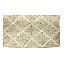 Tapis rectangulaire en jute motif tufté beige blanc 120x170 cm