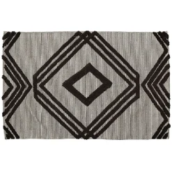 Tapis rectangulaire en jute motif tufté gris noir 120x170 cm