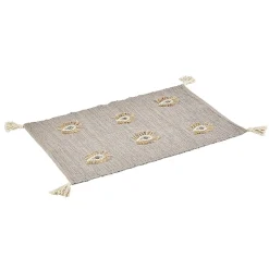 Tapis rectangulaire fil brillant broderie oeil gris