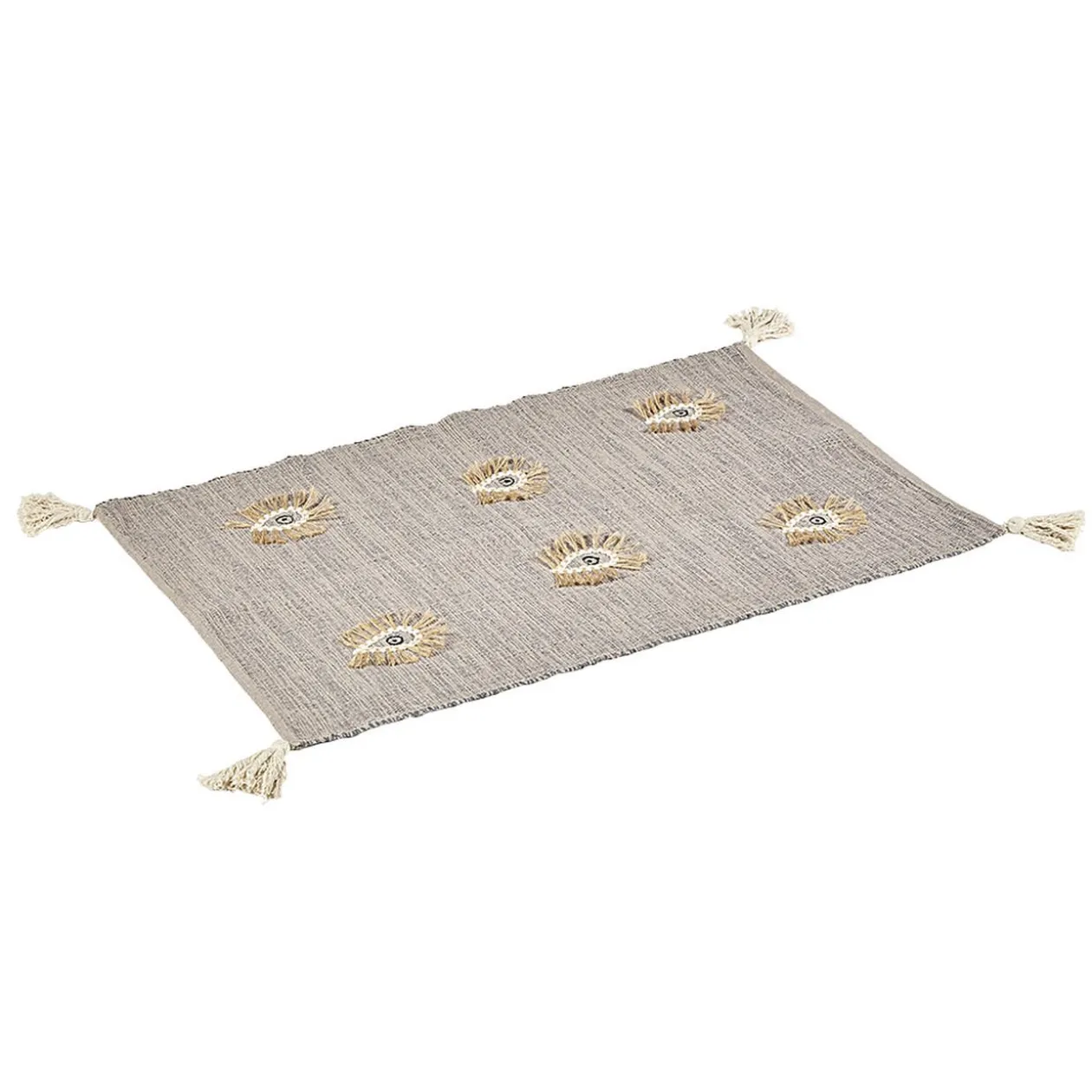 Tapis rectangulaire fil brillant broderie oeil gris