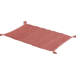 Tapis rectangulaire jute rouge teck