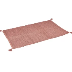 Tapis rectangulaire jute rouge teck