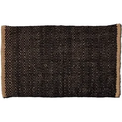Tapis rectangulaire jute noir beige 60x90 cm