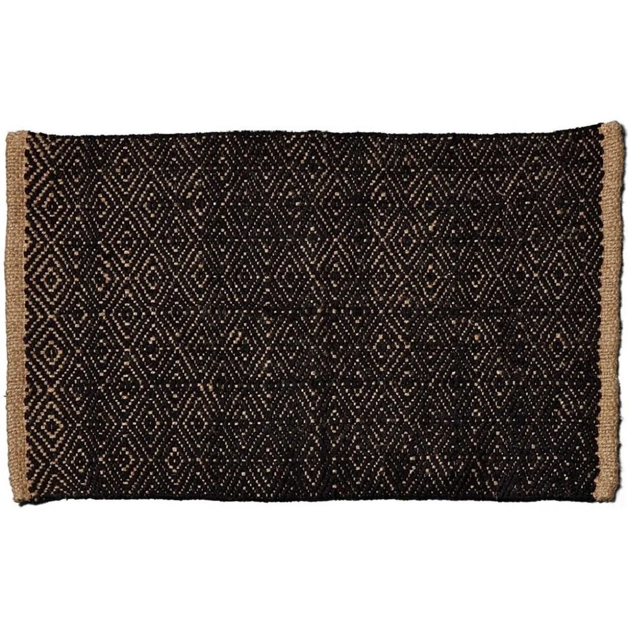Tapis rectangulaire jute noir beige 60x90 cm