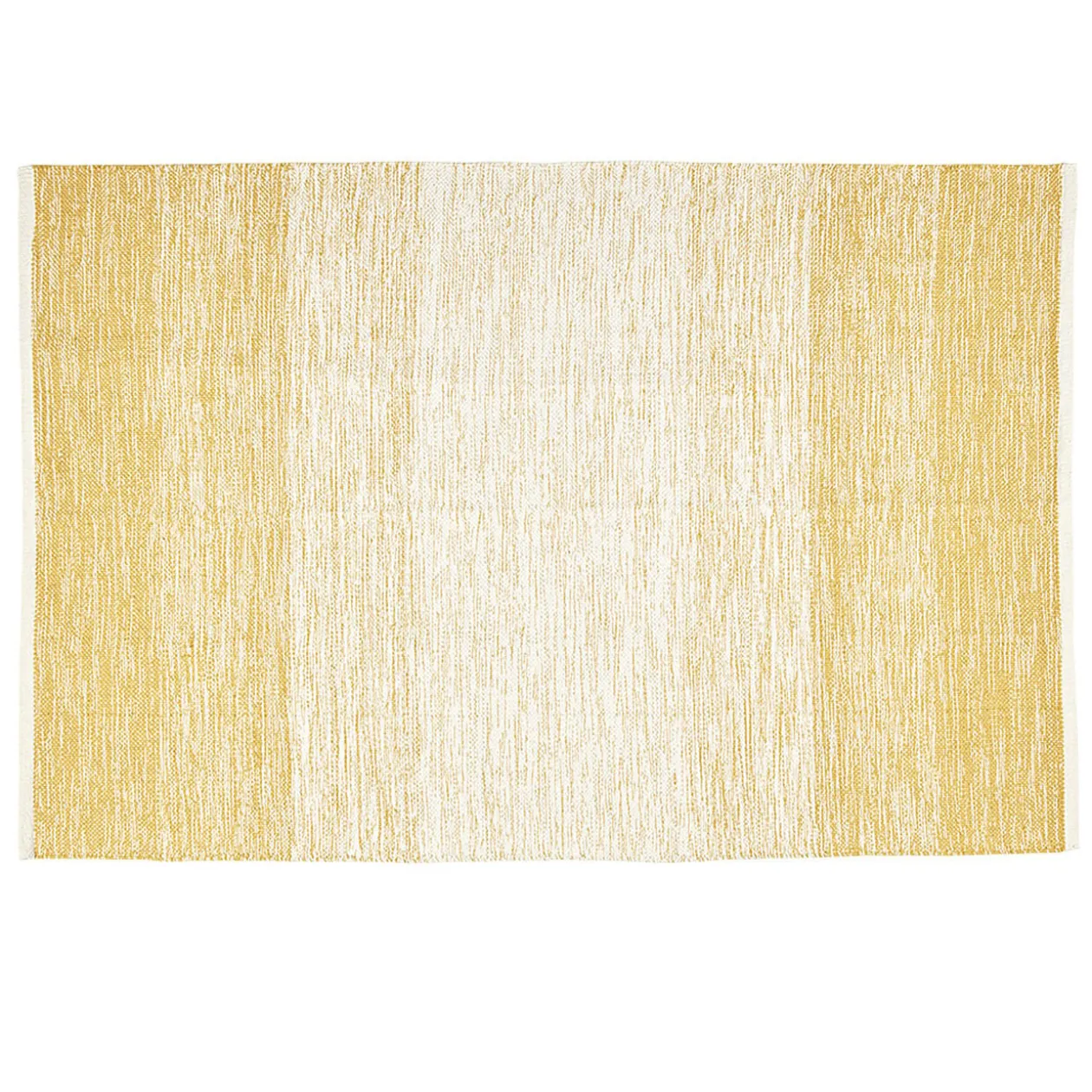 Tapis rectangulaire rayure blanche et jaune moutarde