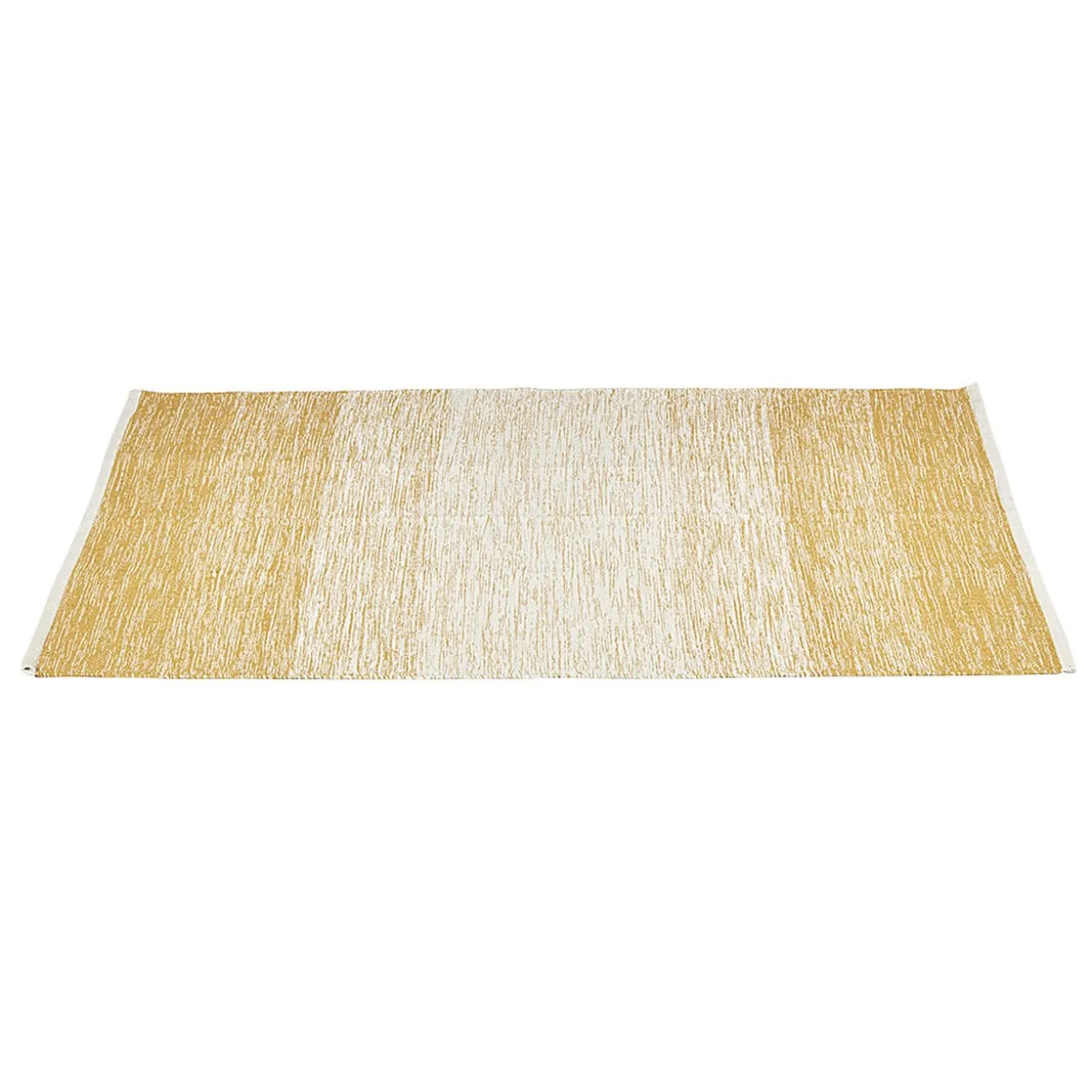 Tapis rectangulaire rayure blanche et jaune moutarde