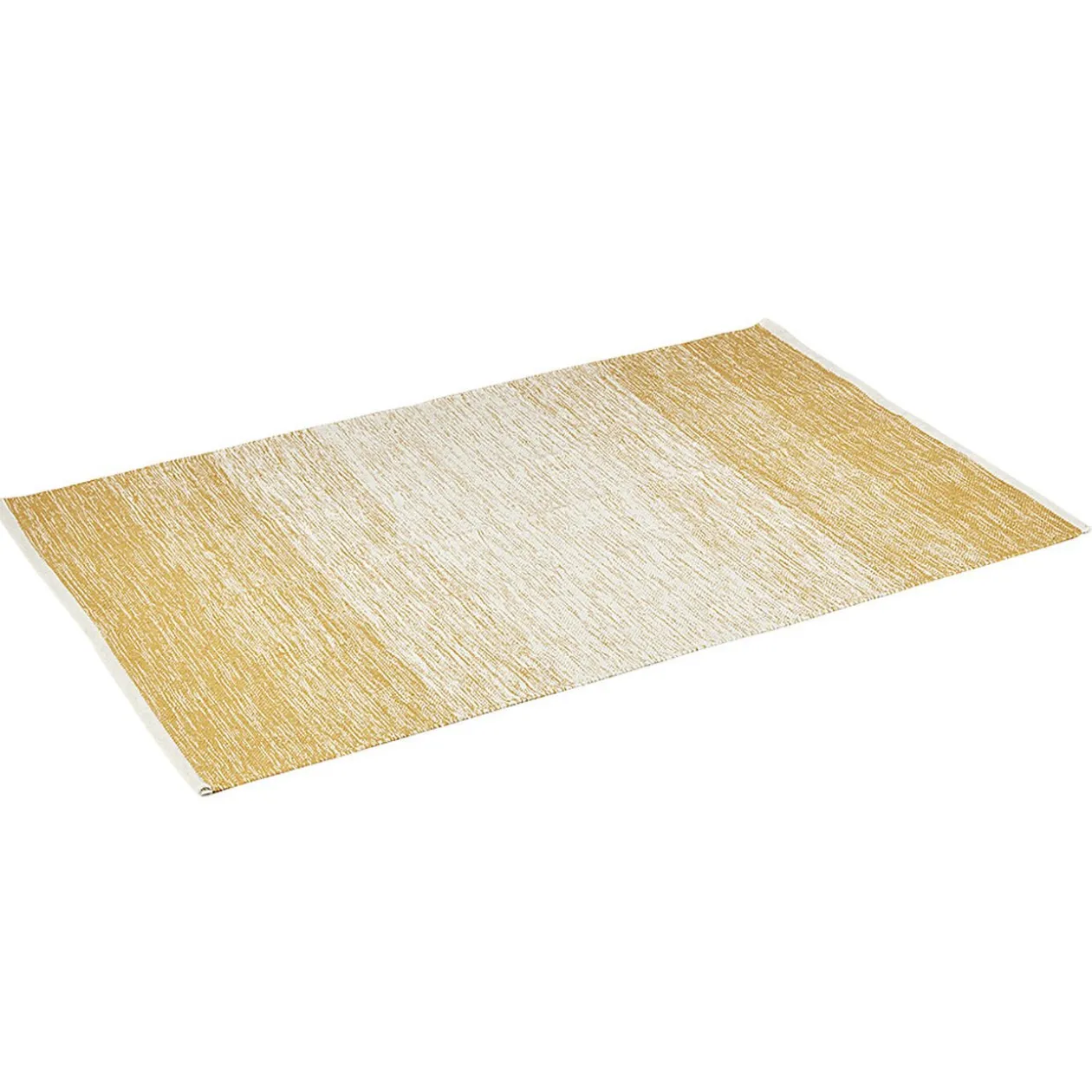 Tapis rectangulaire rayure blanche et jaune moutarde