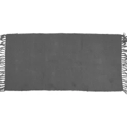 Tapis rectangulaire réversible gris vert avec franges