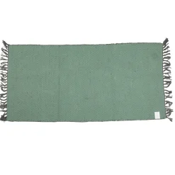 Tapis rectangulaire réversible gris vert avec franges