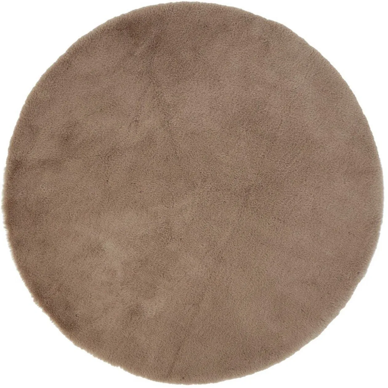 Tapis rond beige imitation fourrure