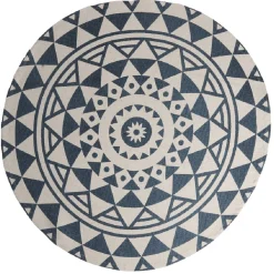 Tapis rond design cyclade bleu et blanc