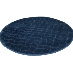 Tapis rond effet écaille uni bleu