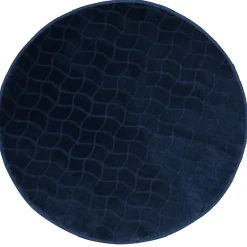 Tapis rond effet écaille uni bleu
