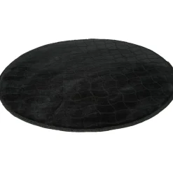 Tapis rond effet écaille uni noir