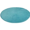 Tapis rond effet zig zag uni bleu turquoise
