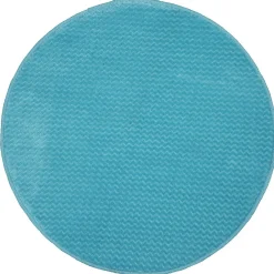 Tapis rond effet zig zag uni bleu turquoise
