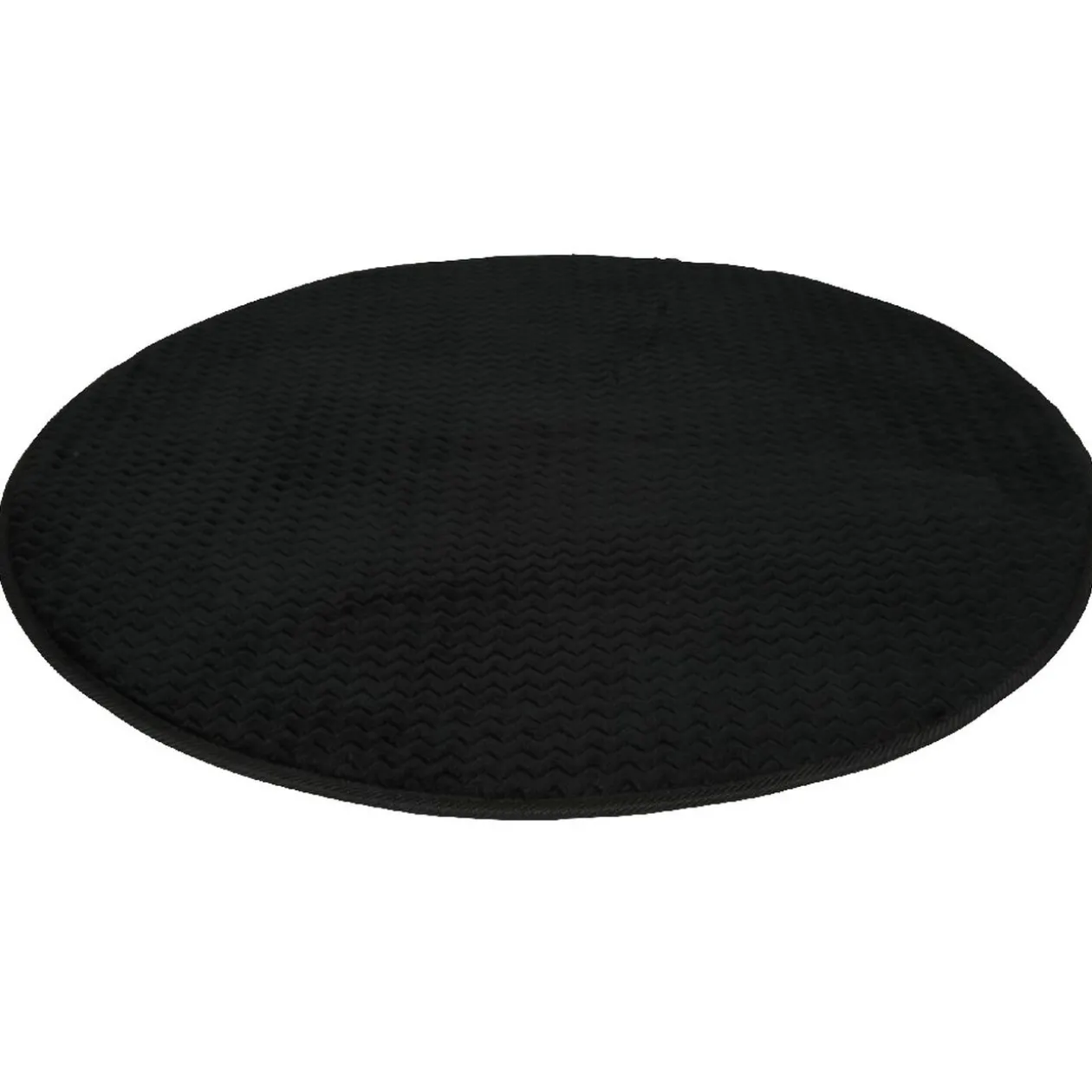 Tapis rond effet zig zag uni noir