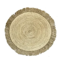 Tapis rond en jute avec franges naturel Ø90 cm